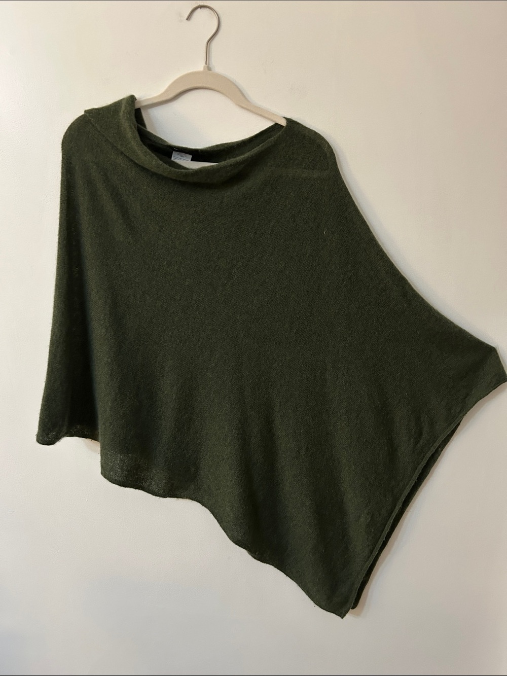 J. Crew Cashmere Wool Blend Poncho Olive Green Draped Quiet Luxury Wrap